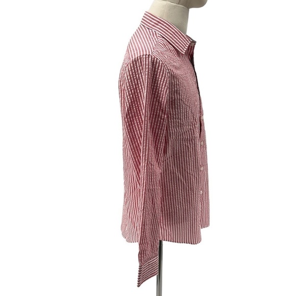 NWT Michael Kors White Crimson Striped Button Up Collared Shirt Size M Men's - Picture 6 of 9